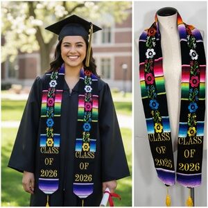Mexican Zarape Graduation Commencement Stole Floral Design Class of 2026